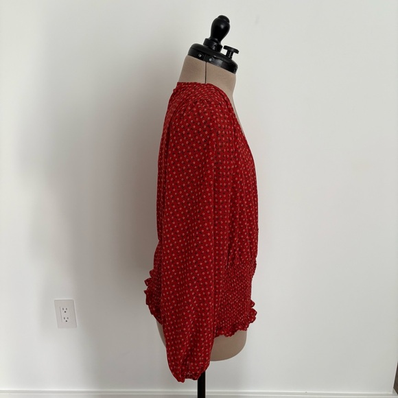 Madewell Julianne Smocked Waist Size 1X Burnt Red Orange Floral Print Stretchy - Picture 4 of 15